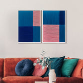 Blush and Azure I and II - Contemporary Artistry Meticulously Crafted with Woven Threads